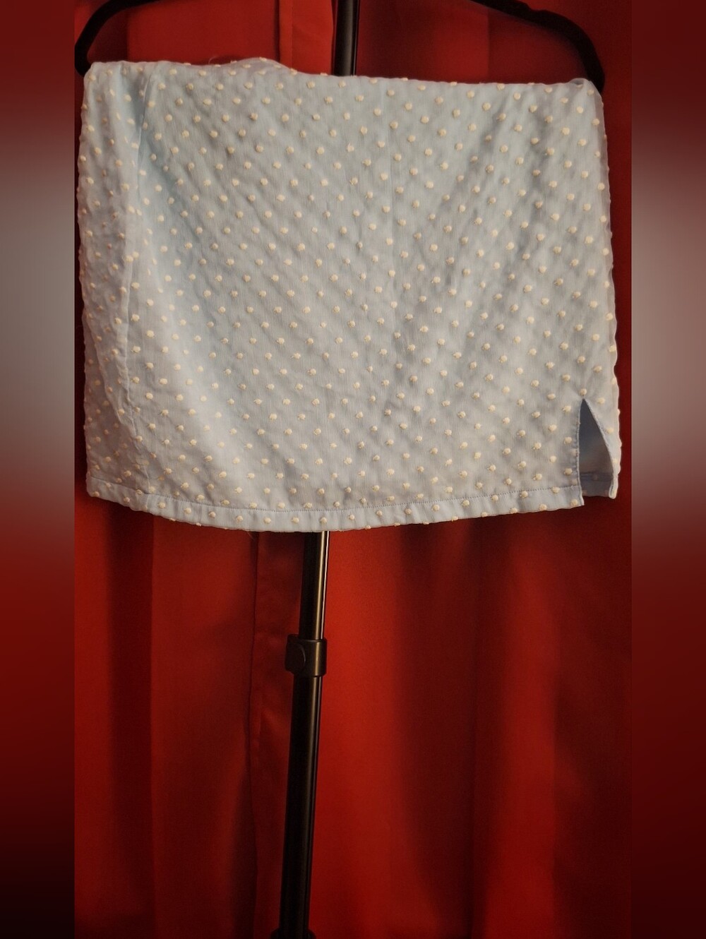 La Hearts Light Blue Mini Skirt with Textured Dots